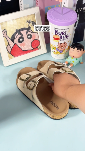 STOMPION Korean Sandals For Women Flat Double Buckle Open-Toe Non-Slip Fashion Casual Slipper