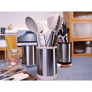 【Vinnatsu】Rak Dapur Putar 360° Tempat Organizer Pisau Sendok Multifungsi Stand Tool Knife Holder Wadah Peralatan Dapur Tempat Sendok Garpu Pisau