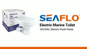โถส้วมไฟฟ้า DC ดูดน้ำเอง 12V โถส้วมสำหรับเรือ รถ COMPACT SFMTE1-01 Electric Toilet SEAFLO ป้องกันน้ำการไหลย้อนกลับในตัว ของแท้จากศูนย์