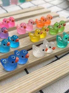 Adorable Luminous Yellow Duck Resin Landscape Decorative Crafts Creative Glowing Night Light Small Wine Bottle Ornament