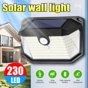 230 LED Solar Lights Outdoor 3-Sided Solar Powered Motion Sensor IP65 Waterproof Solar Light 3 Modes Wall Lamp for Outside Porch