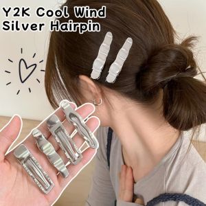 30Pcs New Luxury Silver Metallic Wavy Hair Clip for Women Summer Forehead Bangs Clip Side Duckbill Clip Hair Accessory