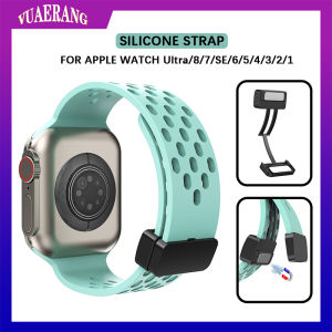 VUAERANG Magnetic Silicone Strap for i Watch Band 49mm 45mm 41mm Sport Breathable Bracelet Strap 40mm 44mm 38mm 42mm Compatible for i Watch Series 8 7 SE 6 5 4 3 2 1 Ultra Accessories