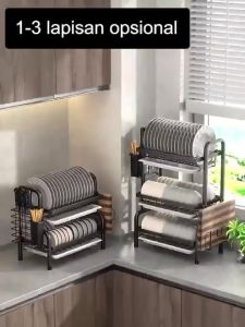 NARITA DISH DRAINER 3 LAYER - RAK PIRING DAPUR STAINLESS STEEL 3 SUSUN PENYIMPANAN RAK PENGIRING PIRING MANGKUK GELAS