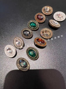 กระดุมโลหะทรงอvaleสีหกแบบย้อนยุคสำหรับฤดูใบไม้ร่วงและฤดูหนาว เสื้อโค้ทขนสัตว์ เสื้อคลุมกันหนาว กระดุมเครื่องประดับ