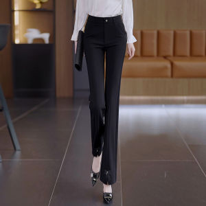 High Waist Black Split Casual Wide Leg Pants Womens Autumn Spring New Style Drapey Suit Pants Small Size Tapered Pants