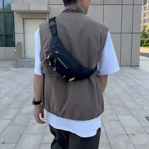 Mens Belt Bag  4 Zipper Pockets Nylon Waterproof Bags For Men Waist bag Crossbody bags man #Y801