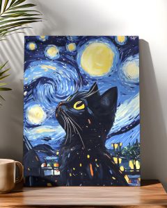 Acrylic Paint By NumbersStarry Night Cat Painting By Numbers on Canvas Coloring By Number for Adults Paint Digital Art