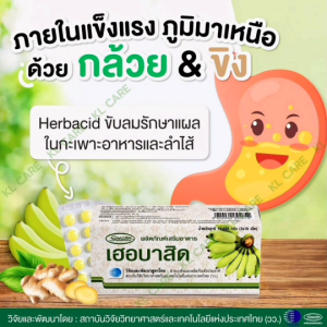 ผลิตภัณฑ์อาหารเสริม กล้วยดิบ&ขิง ป้องกันการเกิดแผลในกระเพาะอาหาร ช่วยขับลม ช่วยย่อยอาหาร  30 เม็ด