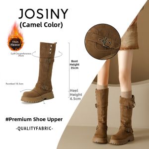 Josiny | Thick-soled Insulated Brown Rider Two-way Women Boots