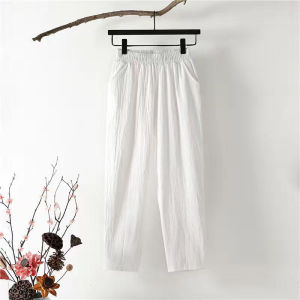 Quần Dài Cotton Lanh Mỏng Mùa Hè Cho Nữ Quần Dài Ống Rộng Quần Dài Thường Ngày Quần Dài Harajuku Quần Dài Bó Chân