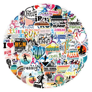 สติ๊กเกอร์วิ่งออกกำลังกาย 105 แผ่น สติ๊กเกอร์ตกแต่งสำหรับโทรศัพท์มือถือ กระเป๋าเดินทาง คอมพิวเตอร์ สำหรับกีฬามาราธอน