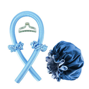2pcs Heat Free Hair Curler Satin Silk Sleeping Cap Set Headwrap for Natural Curly Hair Long Hair Care Wave Sleeping Curling Tool