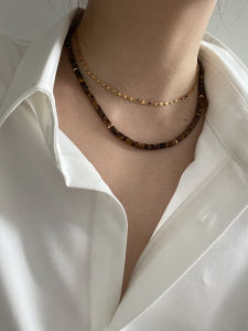 Always Natural Color Stone Pearl Handmade Beaded Necklace Womens Fashion Trend 2025 New Style Layered Contrast Color Jewelry