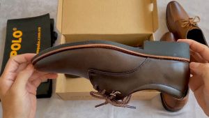 Giày nam Giày tây công sở da bò cột dây SUNPOLO SPH286 (Nâu đất Nâu bò)