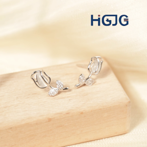 Bông Tai Nữ HGJG Bạc 925 Hình Hoa Tulip Đính Đá Dễ Thương Dễ Đeo Hằng Ngày Phong Cách Trẻ Trung