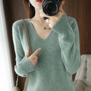 COD 2025 spring new solid color V-neck knitted bottoming shirt pullover thin sweater thin foreign style insideGFDAGDA