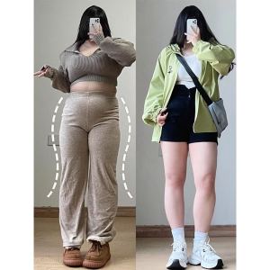 กางเกงขาสั้นผ้ายีนส์เอวสูงสีดำสำหรับผู้หญิงฮอตแพนต์ขากว้างทรง A ผ้ายืดปิดหน้าท้องออกแบบพิเศษไซส์ใหญ่แบบบางใส่ช่วงฤดูร้อนสำหรับสาวอวบ