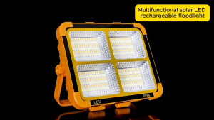 High-Power LED Solar Flood Light Waterproof IP66 Dual Panel Emergency Portable Work Light Rechargeable Outdoor Camping Lighting