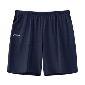 กางเกงผ้าไอซ์ซิลค์แห้งเร็วกางเกงขาสั้นลำลองผู้ชายกางเกงห้าส่วนยืดหยุ่นสูงไซส์ใหญ่ฤดูร้อนชุดคุณพ่อกางเกงกีฬาตัวใหญ่