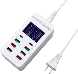 High-Power 8-Port USB-C Multi-Port Charger with Smart Digital Display Fast Charging for Android Huawei Xiaomi Phones