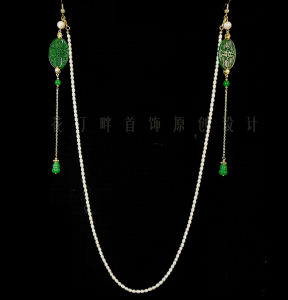 New Chinese Style Natural Pearl Long Tassel Earrings Necklace Qipao Ear Chain Traditional Chinese Fashion Jewelry Accessories