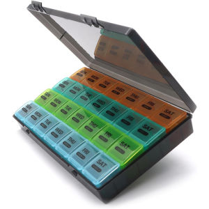 กล่องยาจัดยาเม็ด28วันกล่องยาขนาดใหญ่4สัปดาห์1เดือนบรรจุยาเม็ดพร้อมภาชนะกันฝุ่นสำหรับยาและวิตามิน