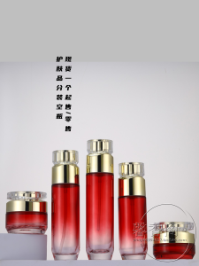 Red Bottle Gold Cap Press Sprayer Rose Pure Dew Aftershave Lotion Empty Bottle Cream Face Cream Emulsion Bottle Cream Jar