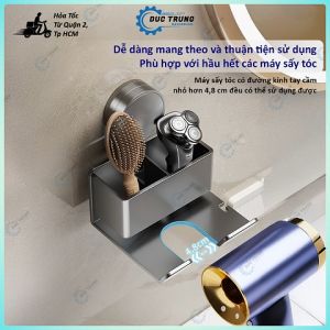 Giá Treo Máy Sấy Tóc CỐC HÚT chắc chắn tường nhà tắm chịu lực tới 15kg Kệ Đỡ Có Ngăn Để Đồ - 330