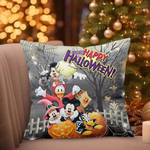 Disney Mickey & Friends Spooky Happy Halloween Pillow Cover Festive Decor Double-sided Print Square Pillow Decoration Pillowcase