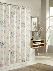 Elegant European Style Thickened Soft Flocking Bath Curtain Waterproof Bathroom Partition Cute Cartoon Print Mildew Resistant