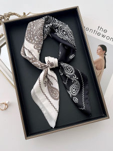 2024 Summer New Arrival Color Matching Paisley Silk Scarf Women's Daily Travel Matching Scarf Stylish All-Matching Western Style Square Scarf