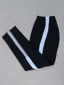 Tibetan Blue Straight Cut Student Uniform Pants with Light Blue Stripes Reflective Strips Casual Sports Long Trousers for All Seasons