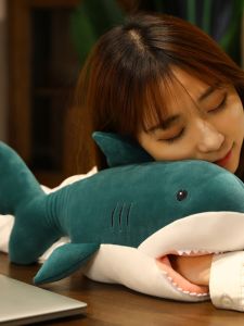 Shark Office Nap Pillow Geometric Pattern Long Rectangle Soft PP Cotton Filled Student Desk Sleeping Pillow Hand Warmer Holder