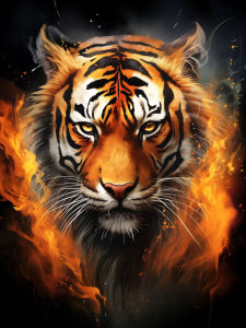 Huacan 5D DIY Diamond Painting Flames Surround The Fierce Tiger Diamond Mosaic Animal Complete Kit Picture Of Rhinestones