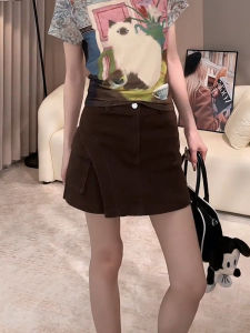 กระโปรงยีนส์ทรงเอเอวสูง ทรงเข้ารูป ดีไซน์ไม่สมมาตร ป้องกันการสัมผัส สำหรับผู้หญิง ฤดูร้อน 2025 กระโปรงสั้นทรงเอเอวสูง