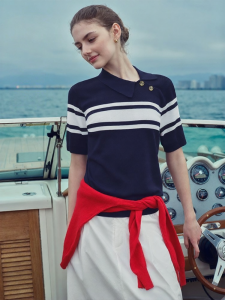 Navigare | Striped Summer New Short Sleeve Knit T-Shirt