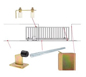 【Local delivery】Sliding Gate U-Groove Hardware Set (Rollers Tracks Stopper Catcher Guide)