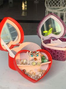 Large Capacity Heart Shaped Jewelry Box Princess Simple Hand Jewelry Storage Box Necklace Earring Organizer Box Desktop Storage