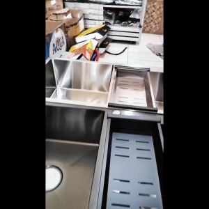 PAKET BAK CUCI PIRING LUBANG 2 / SINK KITCHEN 2 LUBANG HITAM SILVER