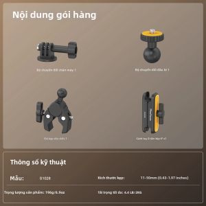 MINIFOCUS | Giá Đỡ Camera Hành Động Super Clamp Với Khả Năng Xoay 360 Độ ° Đầu Bi Kép Cho Màn Hình DSLR Đèn LED GoPro DJI - Bộ Chuyển Đổi Tay Lái Xe Máy