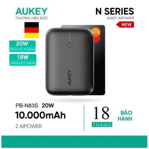 Pin Sạc Dự Phòng AUKEY Basix Mini PB-N83S 10000mAh - Sạc Nhanh Power Delivery 20W và Quick Charge 3.0 18W - Hàng Chính Hãng