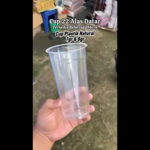 ( 1 PACK 50 PCS ) CUP GELAS PLASTIK REGULAR NATURAL DATAR 22 OZ ES TEH JUS FRESH ONE GELOZ PREMIUM