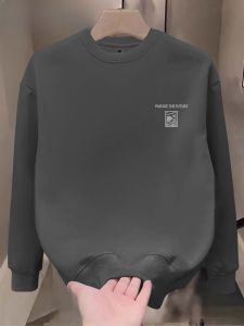 Áo Nỉ Cổ Tròn Dày Lót Lông Cừu 440g Cho Nam Mùa Thu Đông Phong Cách Mỹ Rộng Rãi Cỡ Lớn Áo Khoác Ngoài Trùm Đầu