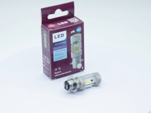 COD 100%หลอดไฟหน้าLED-HL (M5) แป้นเล็กT19 สำหรับรถที่ใช้แป้นเล็ก เช่น WAVE125 CLICK MIO (1หลอด) กล่องสีม่วง