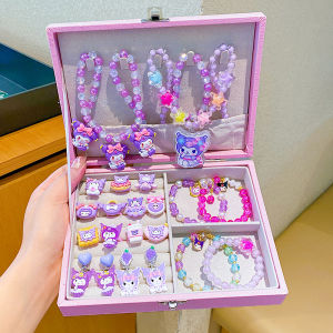 Cartoon Princess Jewelry Gift Box Childrens Day Bracelet Ring Set Box Girls Birthday Gift Necklace Accessory Set for Girls