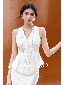 WANGXO | Quần Palazzo Bề Mặt Da Bóng Loáng Vải Lụa Mịn Như Khiên