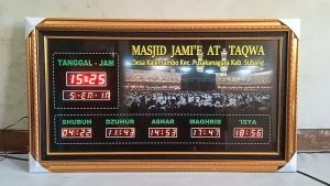 Jam Masjid Jadwal Sholat Digital Ukuran 95 cm x 55 cm Tipe C Klasik Bisa Custom Nama Masjid Dan Gambar