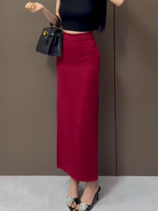 MANMI | Chân Váy Đỏ Dáng Suông Cao Waisted