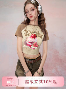 SEENFAAN Graffiti Print Slim Fit Short Sleeve Womens T-shirt Overhead Design Casual Streetwear Summer Cotton round Neck Top